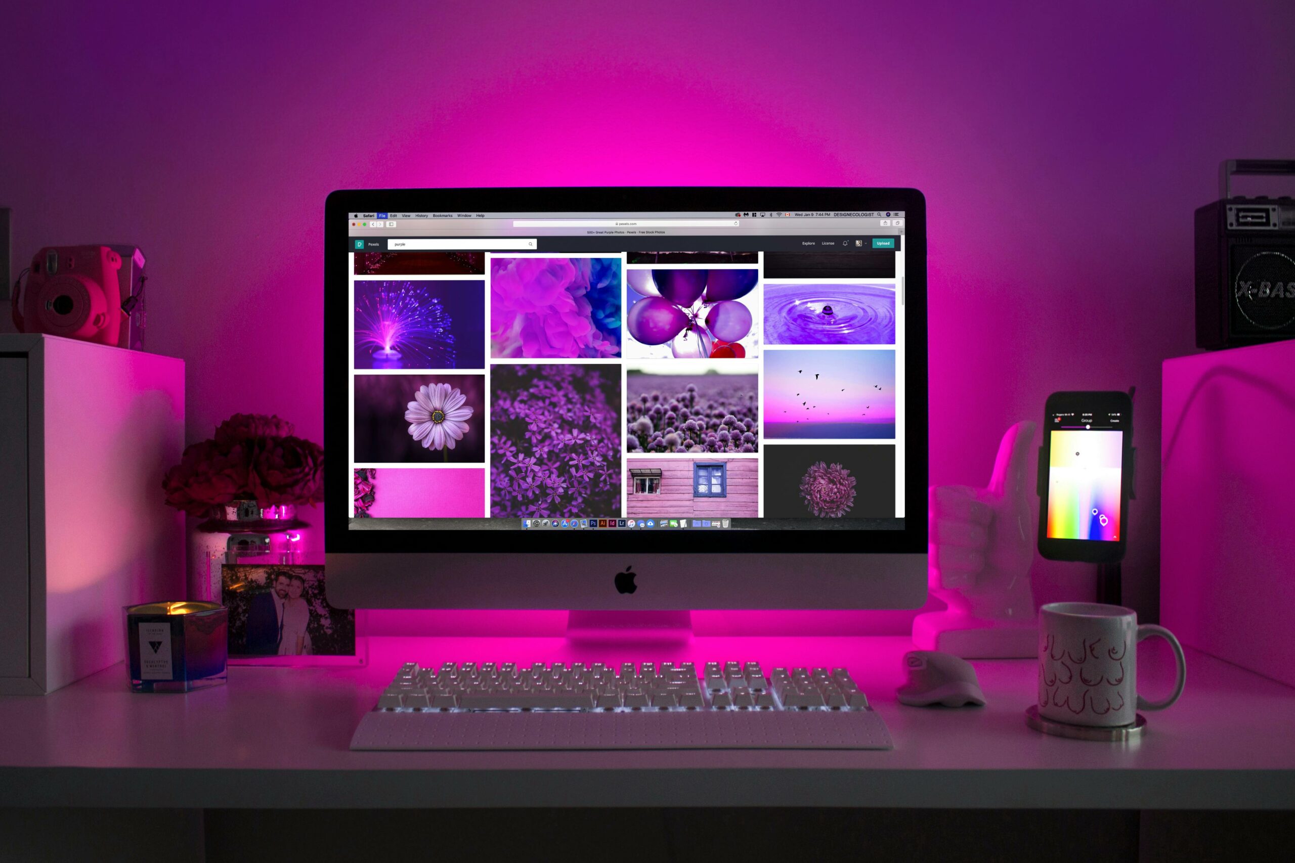 Silberner Imac, Der Collagenfotos Anzeigt
